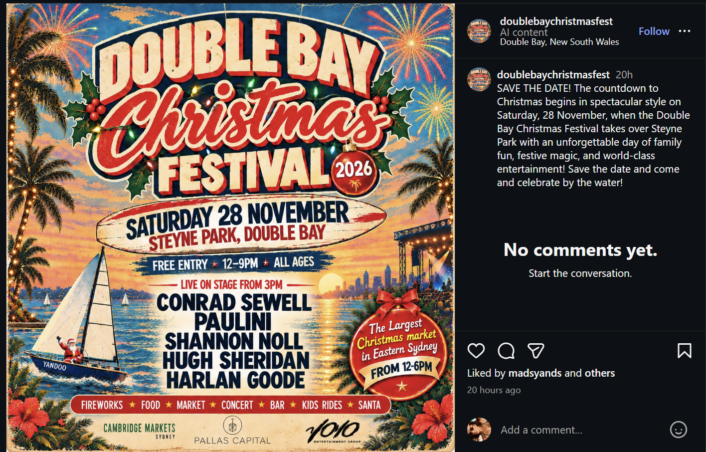 Double Bay Christmas Festival 2026 event poster